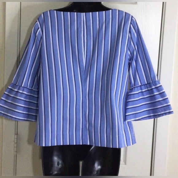White House Black Market Blue and White Striped Blouse- Size 6 - Picture 2 of 5